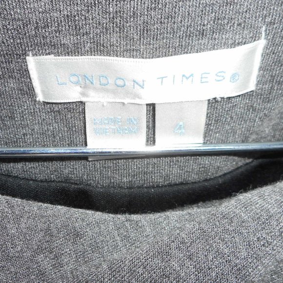 BOGO FREE, London Times Grey and Black knit dress, size 4 - Picture 8 of 11